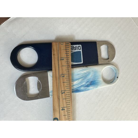 Flat Bottle Openers/ Bar Key, Set of 2 Steel w/Rubber Coated Handle Beer Bar - Picture 5 of 5